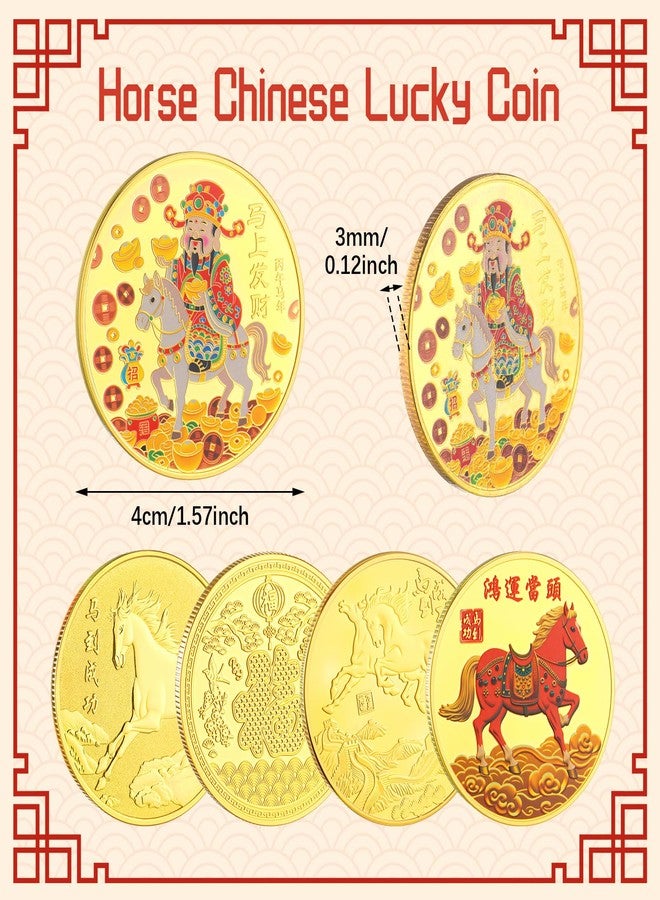 Quelay 5 Pcs Chinese Lucky Coin 2026 New Year of The Horse Chinese Zodiac Coins Golden Chocolate Coins Commemorative Novelty Metal Specie for Blessing Souvenir Office Fortune Collection Gifts - Image 2